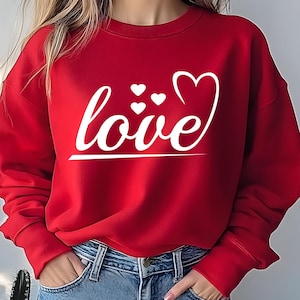 Love Sweatshirt, Heart Hoodie, Valentines Day Sweatshirt, Women&#39;s Sweatshirt, Couple Sweatshirt, Gift For Her, Love Hoodie