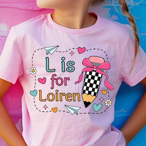 Personalized Back to School Shirt: Custom Name Initial Tee
