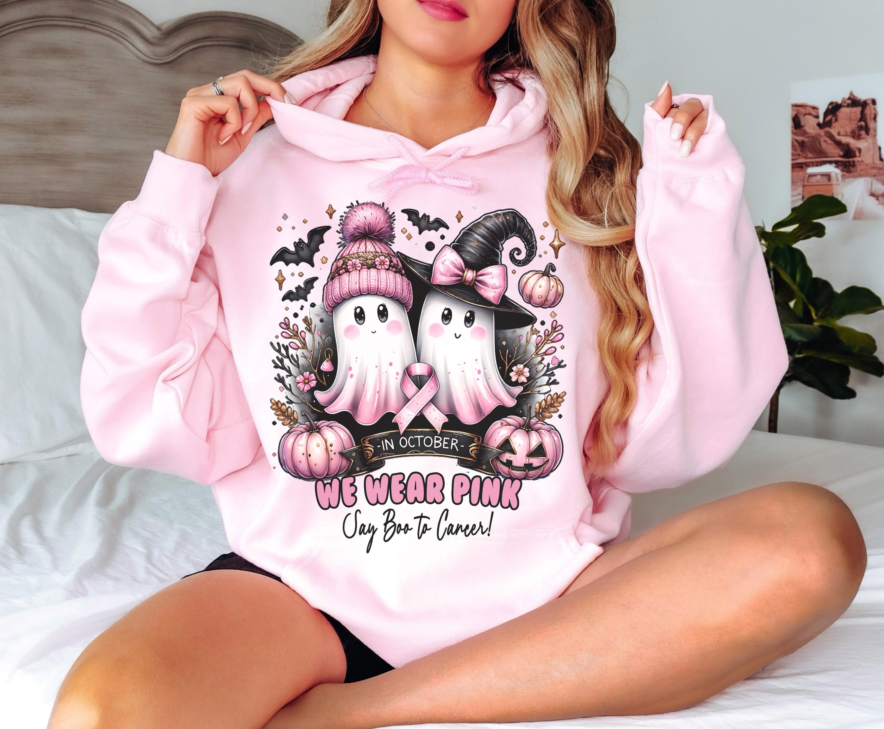 Women's pink ribbon full zip hoodie hotsell
