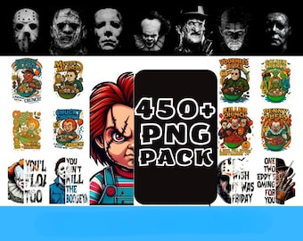 450+ Halloween Characters PNG Bundle: Scary Movie Horror Graphics (Digital Download)