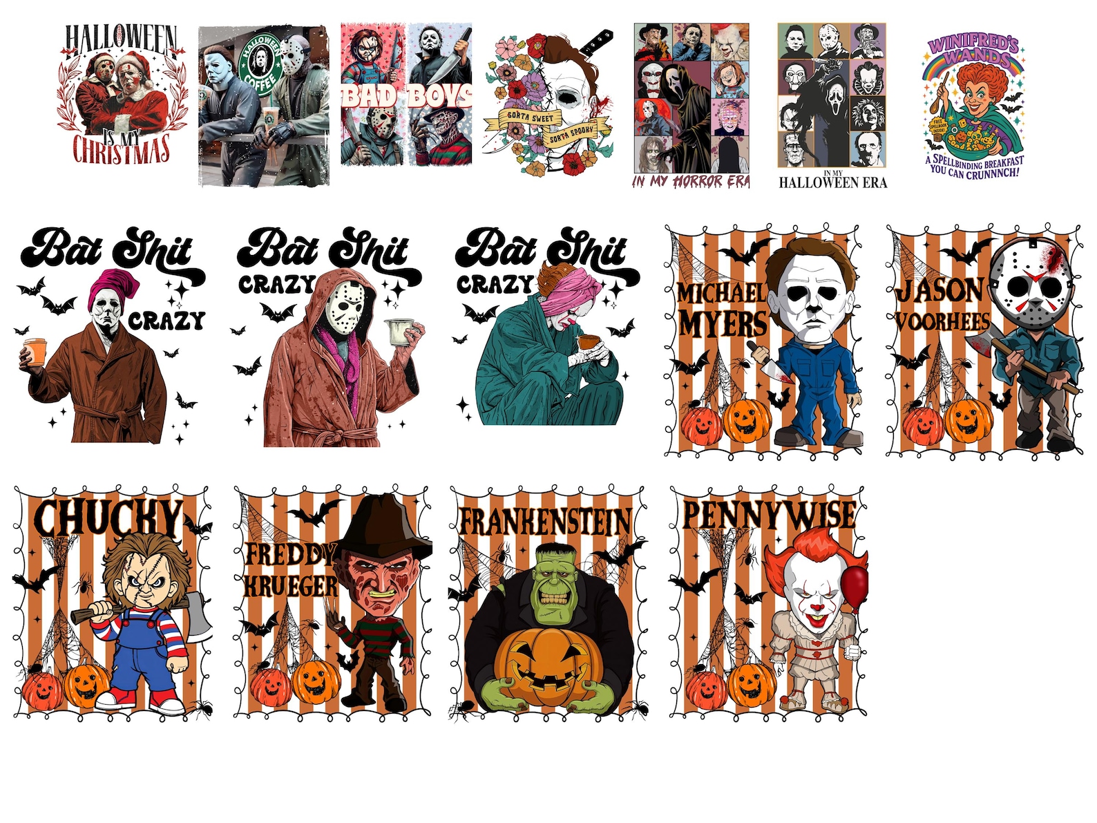 450+ Halloween Characters PNG Bundle: Scary Movie Horror Graphics