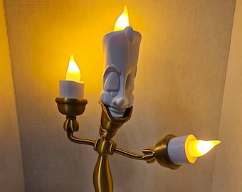 Big 3d Printed Working Lumiere Candlestick from Beauty and Beast Fanart Lamp