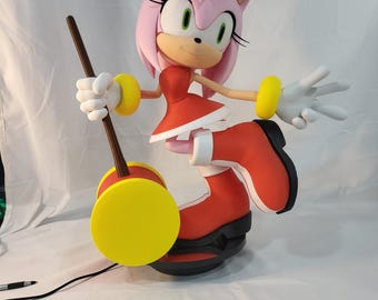 19" Amy Rose 3D Printed Statue – With Hammer Swing Pose