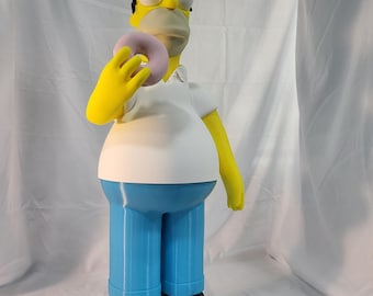 27" Homer Simpson 3D Printed Statue – Full Color with Donut