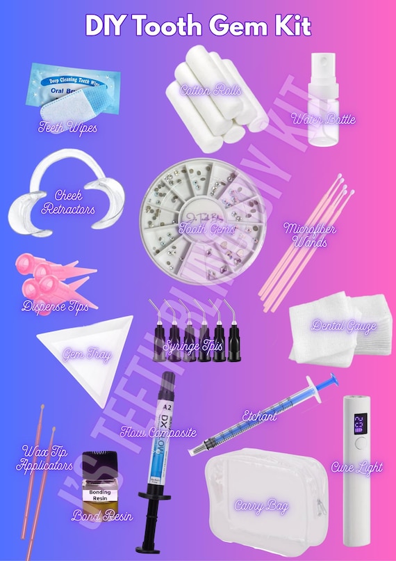 DIY Tooth Gem Home Kit - Lead-Free Crystals, Curing Light, Adhesives & More!