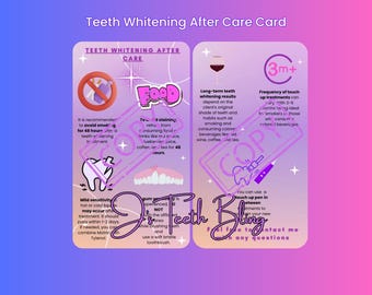 50 Teeth Whitening After Care Wallet Size Cards