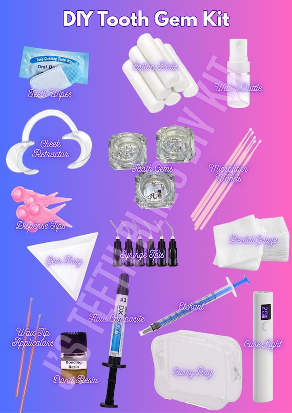 DIY Tooth Gem Home Kit - Lead-Free Crystals, Curing Light, Adhesives & More!