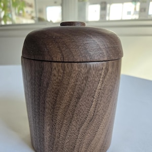 Handmade Black Walnut Wood Lidded Canister -- Hand Carved Wooden Jar with Lid -- Farmhouse Rustic  Home Decor