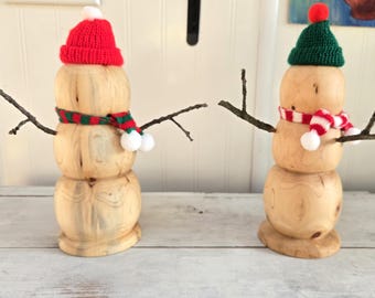 Handmade Wood Snowman -- Christmas Decor, Choose One