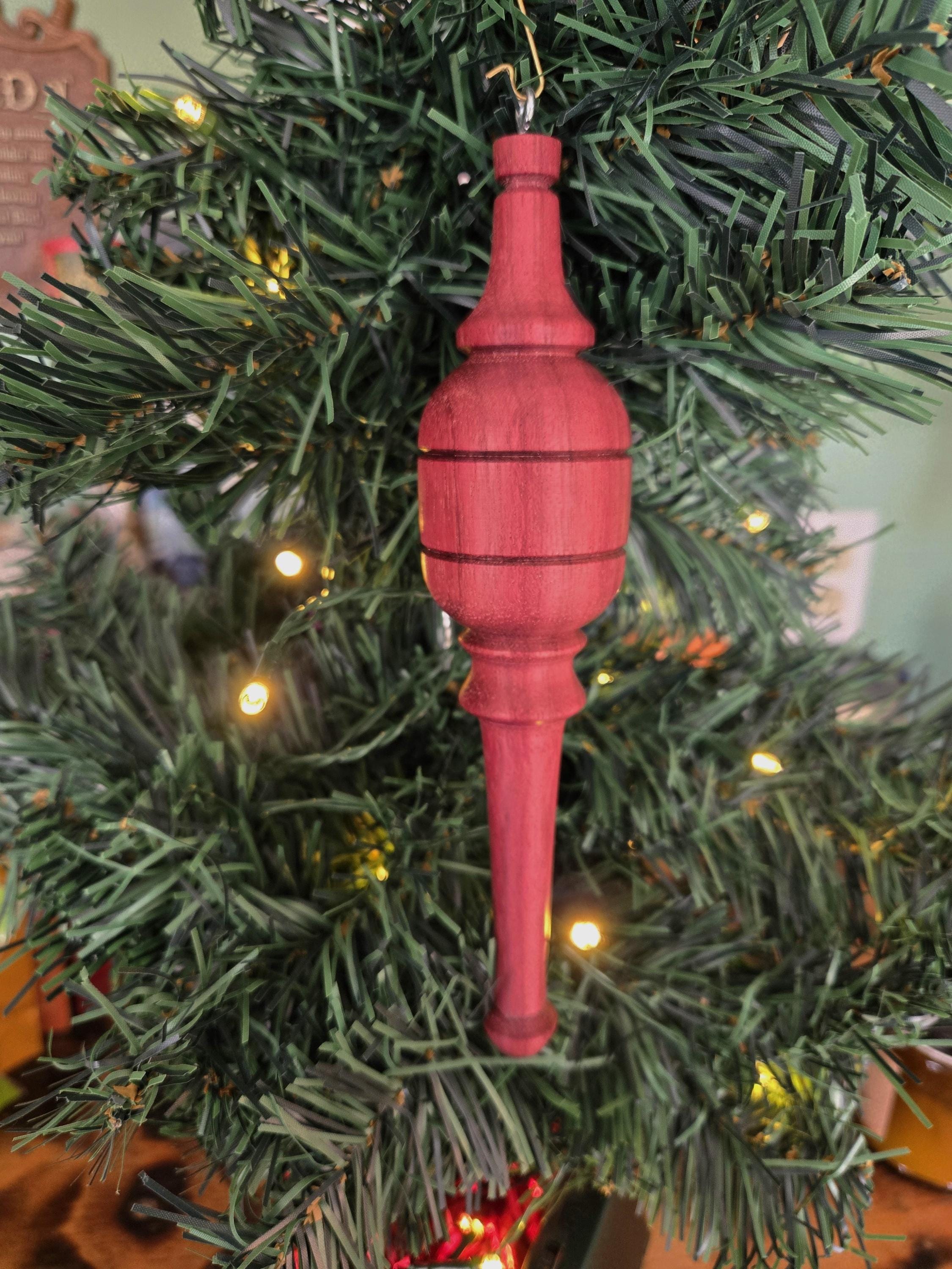 Handmade Purple Heart Wood Christmas Ornament -- Wooden Hanging