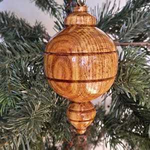 Handmade Hardwood Christmas Ornament / Hand Turned Wood Christmas Tree Ball / Wood Holiday Decoration
