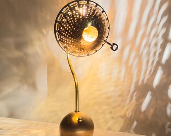 Golden Steamlight - Handmade Steampunk Brass Desk Lamp: Industrial Reading Lamp