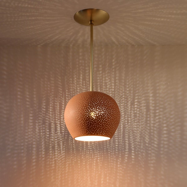 Roma-D Terracotta Pendant Lamp In Lemon Green