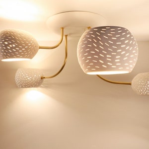 Claylight Four Leaf Clover: Semi-Flush Mount Ceiling Light | Modern Ceramic Lighting