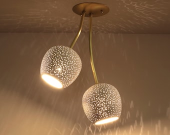 CLAYLIGHT DUET | Semi-Flush Mount Ceiling Light | Ceramic Light Fixture | Minimalist Decor