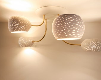 Claylight Four Leaf Clover: Semi-Flush Mount Ceiling Light | Modern Ceramic Lighting