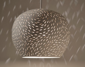 Handmade Ceramic Pendant Lamp – 7" Minimalist Hanging Light, Organic Modern Kitchen Fixture