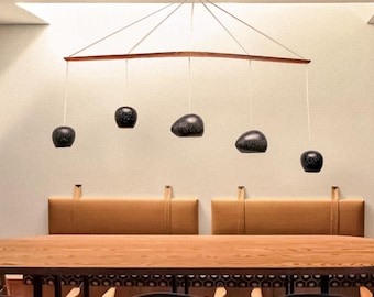 CLAYLIGHT MELODY | Modern Chandelier | five Light Pendant  | Sculptural Ceramic Elongated Lighting