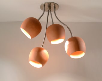 Modern Cluster Spotlight | Claylight SPOT BOUQUET: Terra-Cotta | Ceramic Ceiling Lamp | Unique Lighting