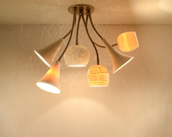 CLAYLIGHT BOUQUET SIX | Cluster Chandelier | Ceramic Ceiling Lamp | Unique Lighting