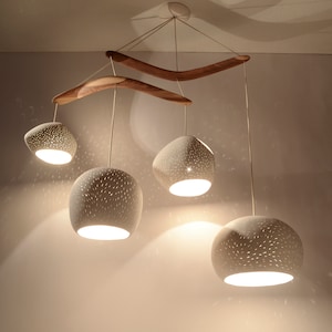 Modern Chandelier CLAYLIGHT BOOMERANG XL Four Light Pendant Sculptural Ceramic Lighting image 2