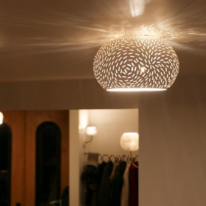 Minimalist Ceiling Light Claylight: 12 FLUSH MOUNT Ceramic Overhead Lamp Unique Light Fixture 12" Line