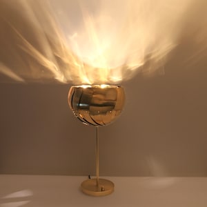 Modern Brass Lamp Iris TABLE LAMP: Brass or Stainless Steel Side Table Lamp Mood Lighting image 5