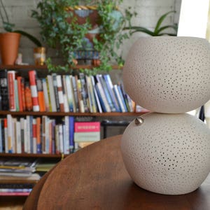 Handmade Ceramic Table Lamp | Organic Modern Minimalist Bedside Light, Touch Dimmer LED Lamp