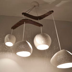 CLAYLIGHT BOOMERANG LARGE | Modern Chandelier | Four Light Pendant | Sculptural Ceramic Chandelier