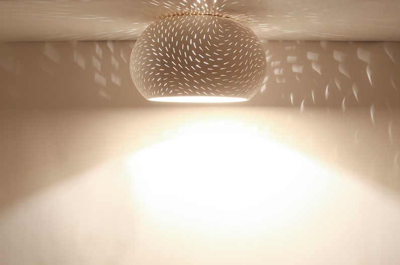 Minimalist Ceiling Light Claylight: 12 FLUSH MOUNT Ceramic Overhead Lamp Unique Light Fixture 12" Dot