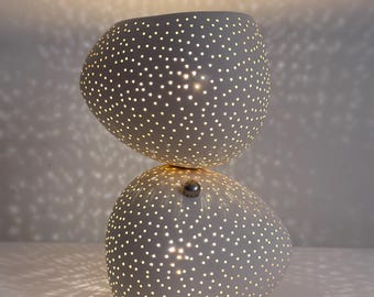 Handgemaakte keramische tafellamp met balansfunctie | Organisch moderne minimalistische nachtlamp met aanraakdimmer en LED-lamp