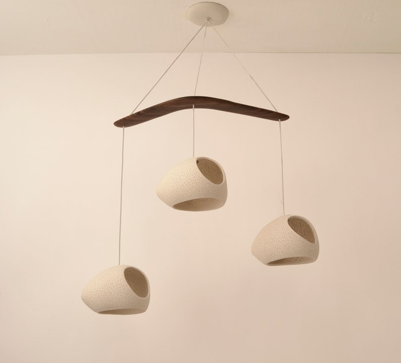 Modern Chandelier BOOMERANG DOUBLE-CUT Three Light Pendant Sculptural Ceramic Lighting image 2