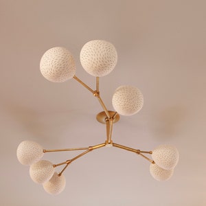 Semi-Flush Mount Chandelier Claylight: VINE 5 Five Shade Sculptural Lighting Modern Ceiling Chandelier image 2