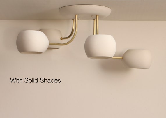 Four Leaf Clover Semi Flush Mount Ceiling Light Modern Ceramic