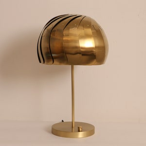 Modern Brass Lamp Iris TABLE LAMP: Brass or Stainless Steel Side Table Lamp Mood Lighting image 3