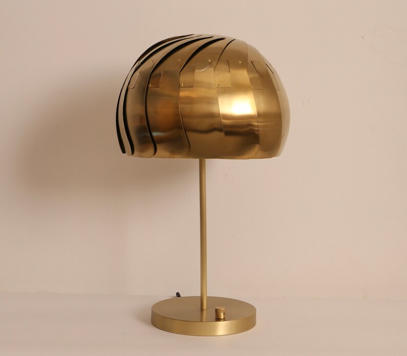 Modern Brass Lamp Iris TABLE LAMP: Brass or Stainless Steel Side Table Lamp Mood Lighting image 3