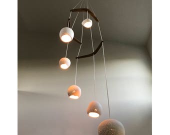 CLAYLIGHT BOOMERANG HEX | Sculptural Ceramic Chandelier | Six Light Pendant | Unique Lighting