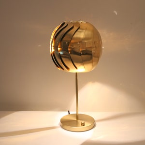 Modern Brass Lamp Iris TABLE LAMP: Brass or Stainless Steel Side Table Lamp Mood Lighting image 4