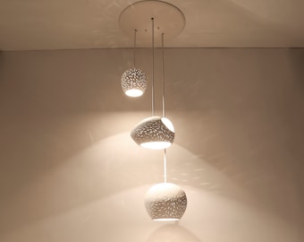 CLAYLIGHT Cluster Three Pendant Light | Contemporary Chandelier | Modern Lighting For High Ceilings