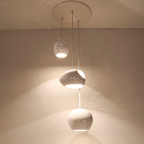Contemporary Cluster Pendant Light | Claylight: CLUSTER 3 | Handmade Ceramic Chandelier | Modern Pendant Light
