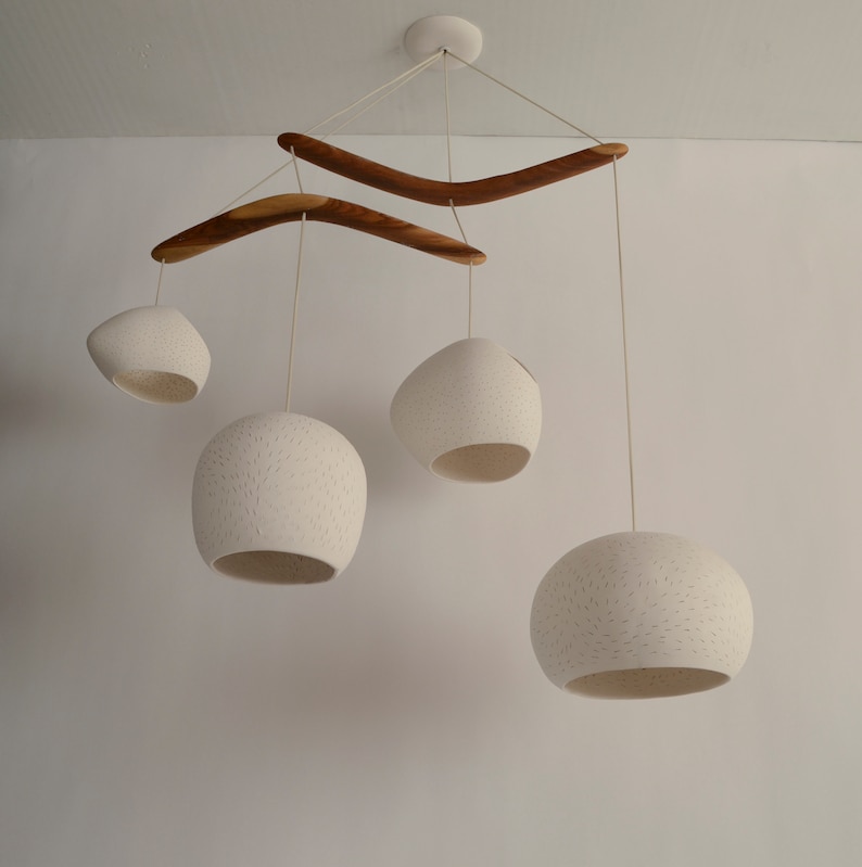 Modern Chandelier CLAYLIGHT BOOMERANG XL Four Light Pendant Sculptural Ceramic Lighting image 3