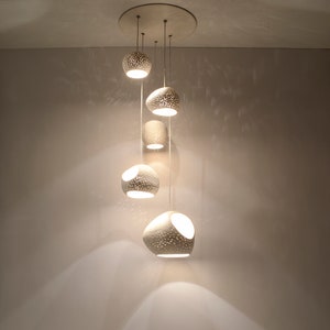 Modern Sculptural Chandelier | CLAYLIGHT 5 CLUSTER: Five Pendant Light | Ceramic Cluster Pendant