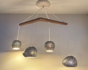 CLAYLIGHT TUNE | Modern Chandelier | Four Light Pendant  | Sculptural Ceramic Lighting