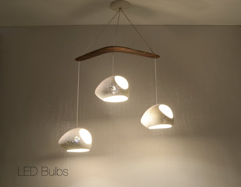Modern Chandelier BOOMERANG DOUBLE-CUT Three Light Pendant Sculptural Ceramic Lighting LED