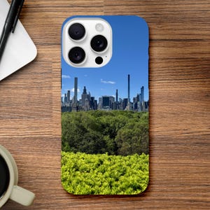 NYC iPhone Case Summer City View Phone Cover Bold Urban Travel Aesthetic Green Landscape Phone Case