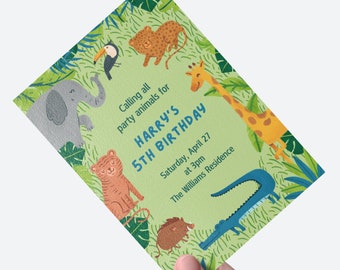 Calling All Party Animals Birthday Invitation Safari Party Zoo Animals Invite Jungle Theme Wild Animals Party Kids Birthday Invitation