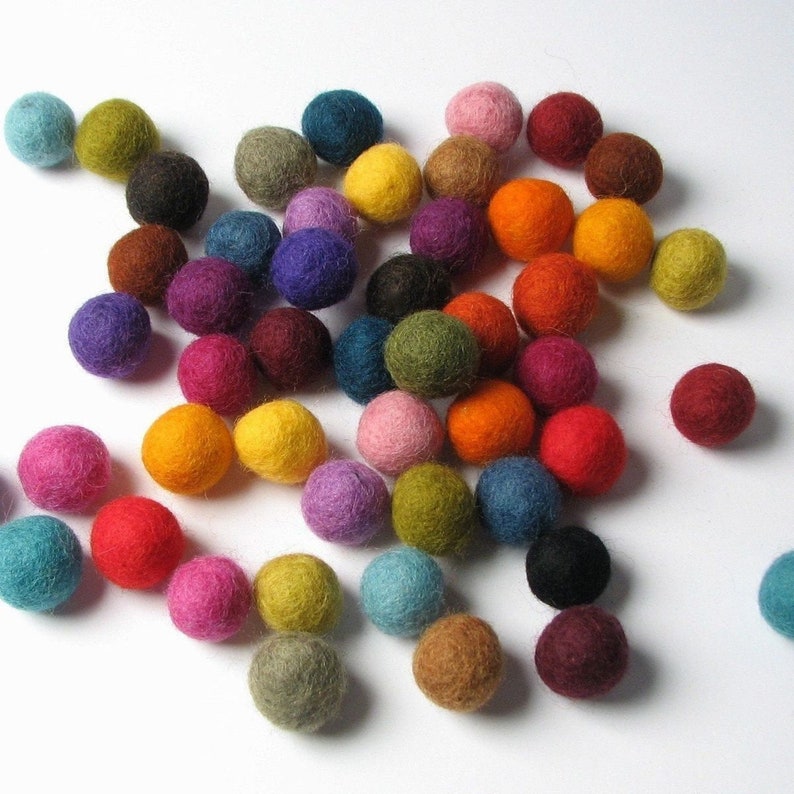 1.5CM Multi Mix 50PC Felt Balls image 1