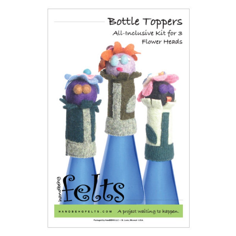 HandBEHG Felts FLOWER HEADS Bottle Toppers Kit