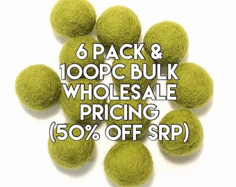 W-100PC Single Color Pack - OLIVE Felt Balls