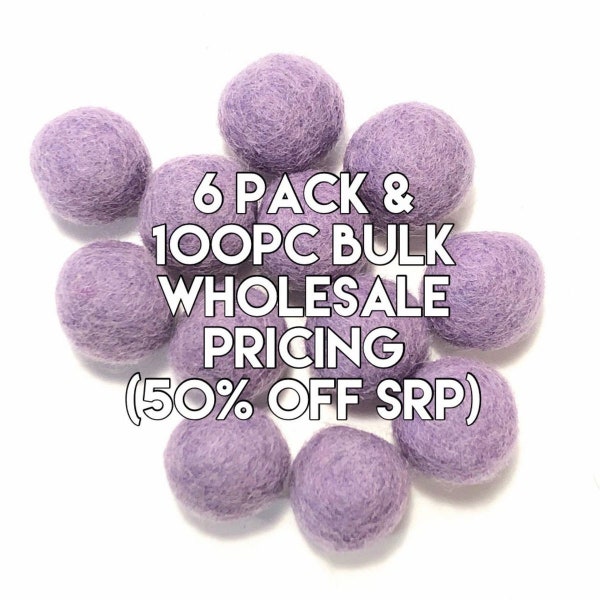 W-100PC Single Color Pack - LIGHT LAVENDER Felt Balls